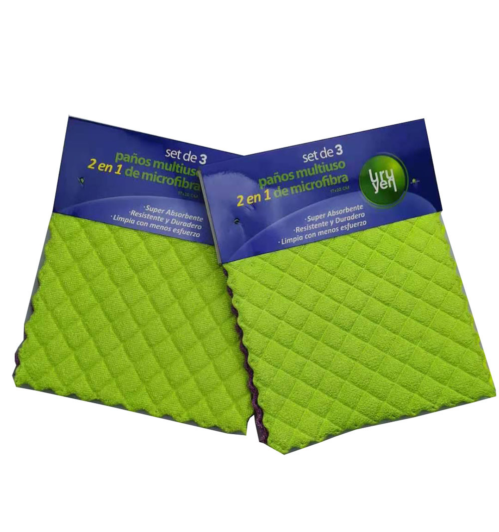 Non Scratch Microfiber Cleaning Pad Scrub Sponge For Dishes Heavy Duty Scouring Power
