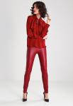 New Arrival Elegant Red Woman Autumn Long Sleeve Low V-neck Blouse and Ladies
