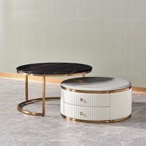 China 0.22m3 Mirror SS Coffee Table Set With Storage 2 Drawers Stone And Marble Top factory