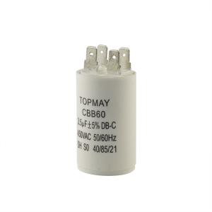 China CBB60 AC Motor Run Capacitor 3.5uF 450VAC Wire Leads Terminal For Washing Machine factory
