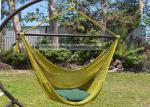 2 Person Hanging Caribbean Rope Chair 47 Inches Wide Olive Soft Spun Polyester