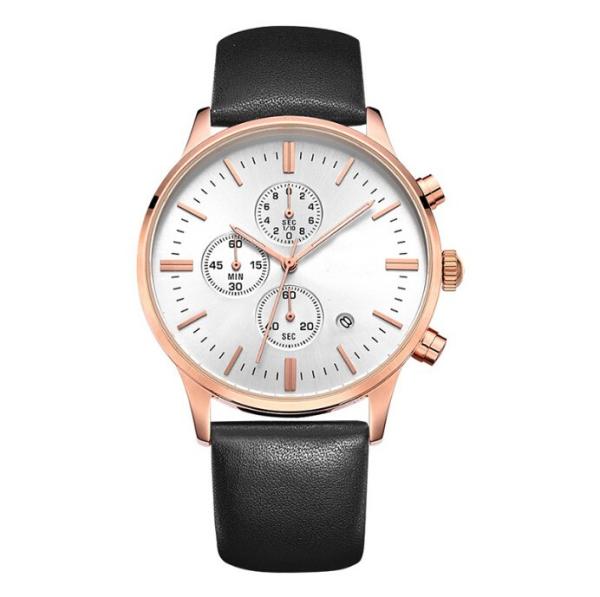 Waterproof Alloy Quartz Watch Genuine Leather Strap With CE/ROHS/BSCI Certificat