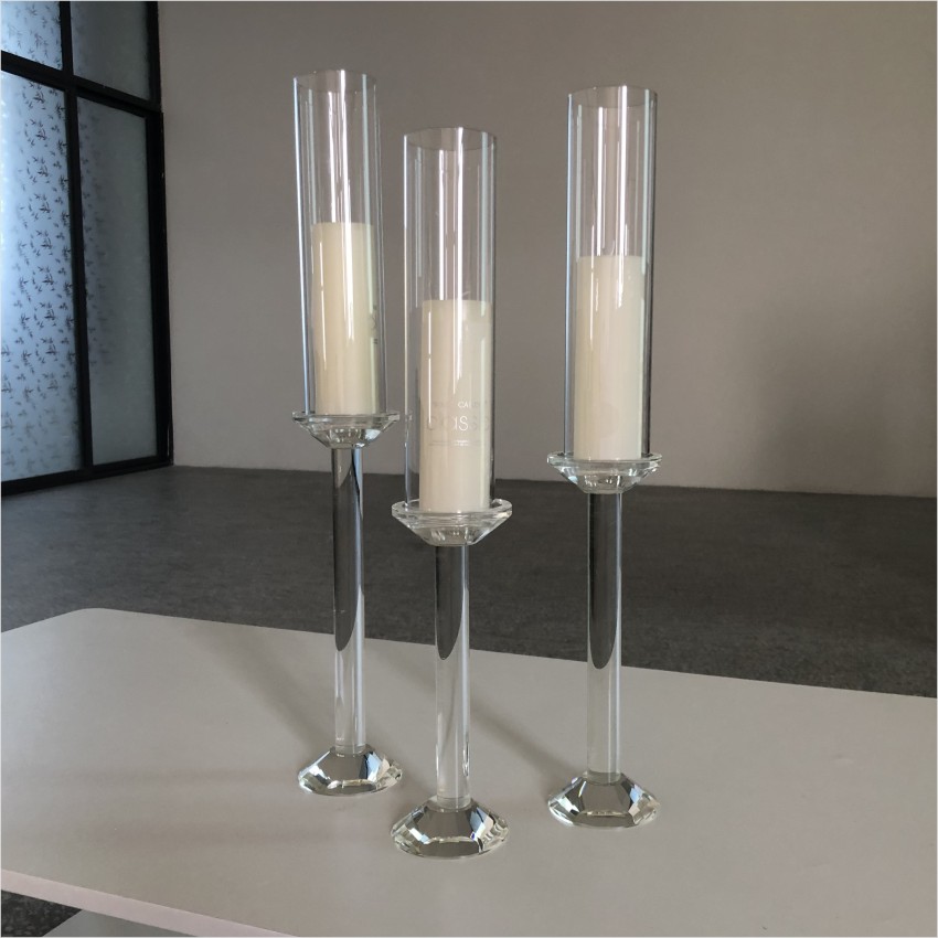 Gorgeous 3 piece set crystal candle holder for wedding decoration