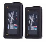 Mobile Phone Bag Retro Pattern Double Zipper Multifunction Leather Wallet