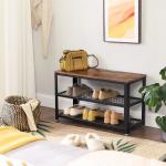 Particleboard Shoe Rack, Shoe Bench with Shelves, Industrial Shoe Bench, Hallway
