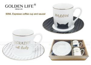 China Cat And Dot Design Espresso Coffee Mugs Food Grade Material Personalized Gift factory