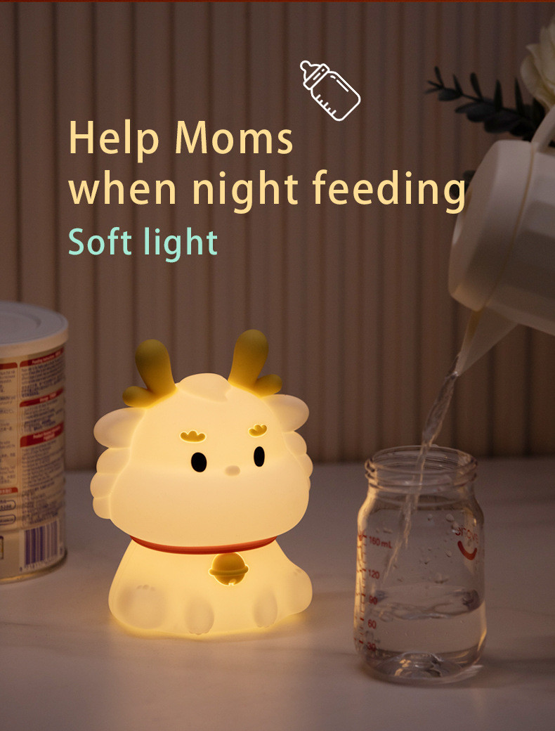 Cute Silicone Dragon Night Light Bedroom Decoration Mini Lovely Night Lamp Animals Cartoon Night Light For Kids