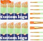 Wooden Handle 100 Packs 10 Pcs Artist Brushes Set For Acrylic And Oil Painting