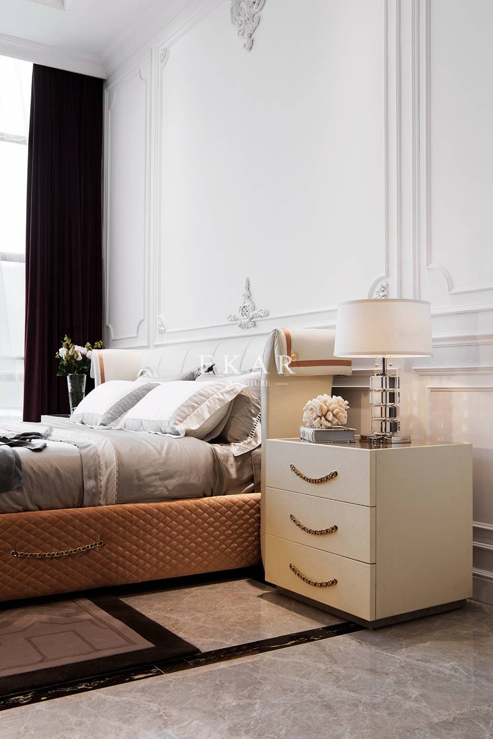Deluxe Bedside Table Fashion 3 Drawer Bedside Nightstand W005B11