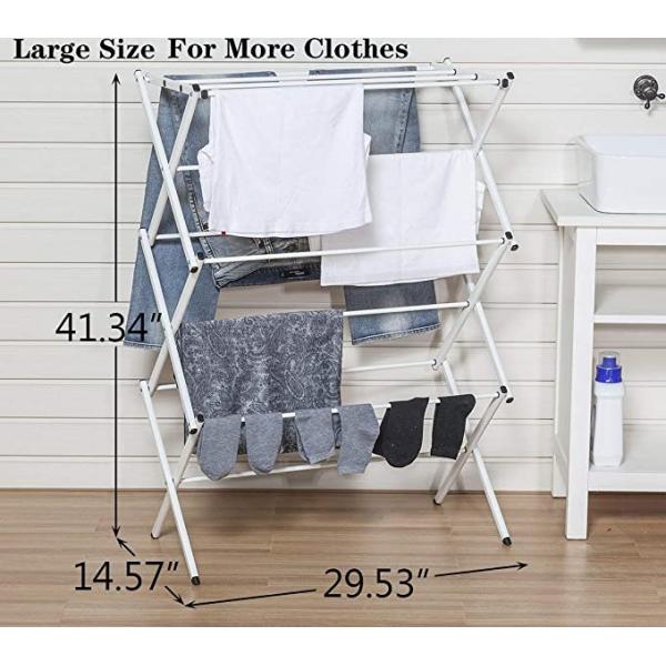 White Foldable Alloy Steel Clothes Drying Laundry Rack