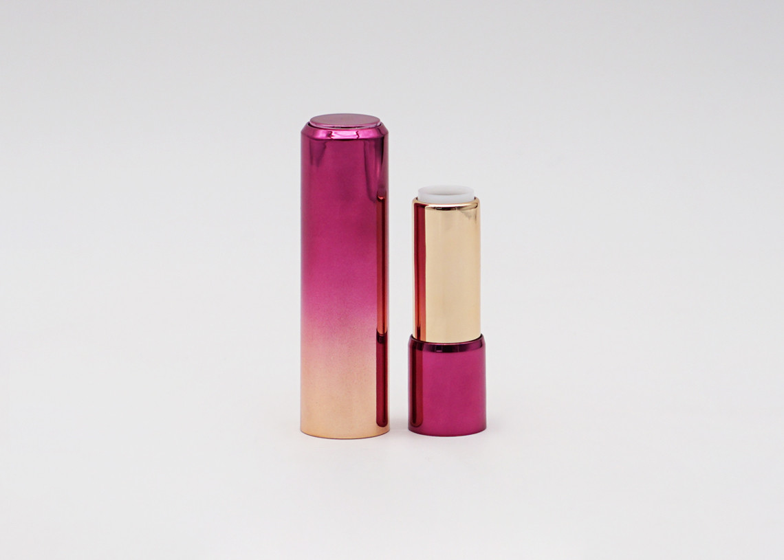 Gradient Rose Red Plastic Snap On 3.5g Refillable Lip Balm Tube