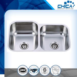 China stainless steel kitchen sink with 60/40 for USA market with 18gauge and 16gauge factory
