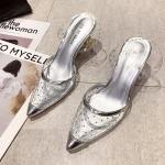 6111-3 Korean Fashion Pointed Shallow Mouth Transparent High Heels Sexy
