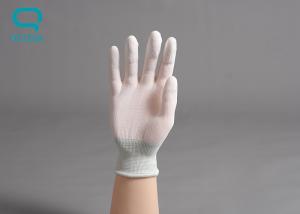 China White Nylon Fingertip PU Coated Hand Gloves 20cm 22cm S M L 0.9mm factory