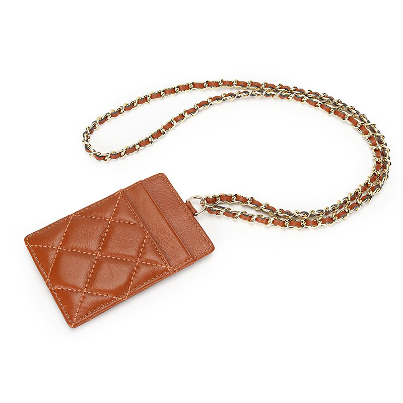 High Qualtiy GENUINE LEATHER ID Card Holder Badge Strap for Women Dropship