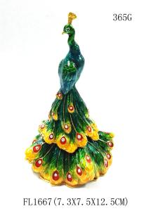 China Shinny Gifts China Manufacturer Peacock Trinket Box Metal PeacockJewelry Box Pewter Box factory