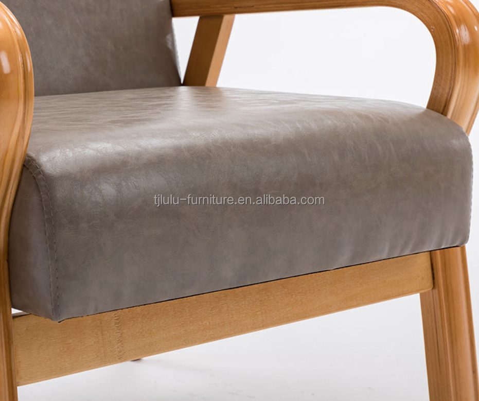 Home Furniture Lounge Modern Wood Arm Chair Sofa Chair with PU Leather/Fabric Cover Material Mail Packing N