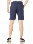 Low Waist Zipper Fly Mens Linen Shorts Navy Straight Leg with 2 Pockets