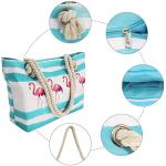 Summer Flamingo Big Zip Top Beach Tote Bulk Modern Hemp Rope Handle