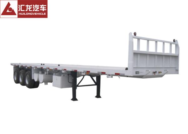 White Color Cargo Container Trailer , Flatbed Sea Container Trailer 3 Axle