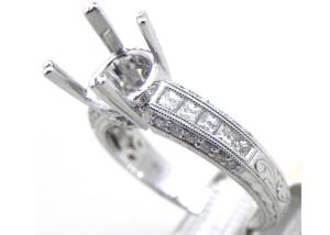 China Dia 3x3mm 1.08Ct Semi Mount Jewelry Ring ODM for Engagement 18k White Gold Material factory