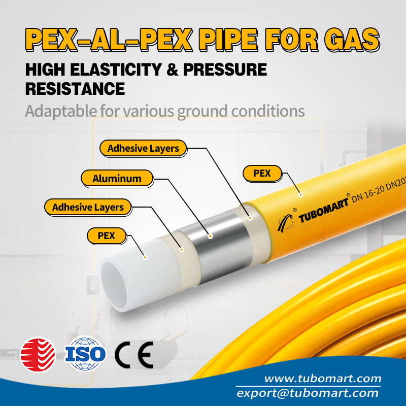 Tubomart PE-Al-PE Pipe Gas Application 5 Layers Composite Pex Al Pex Gas Pipe for Water Gas Pipe System