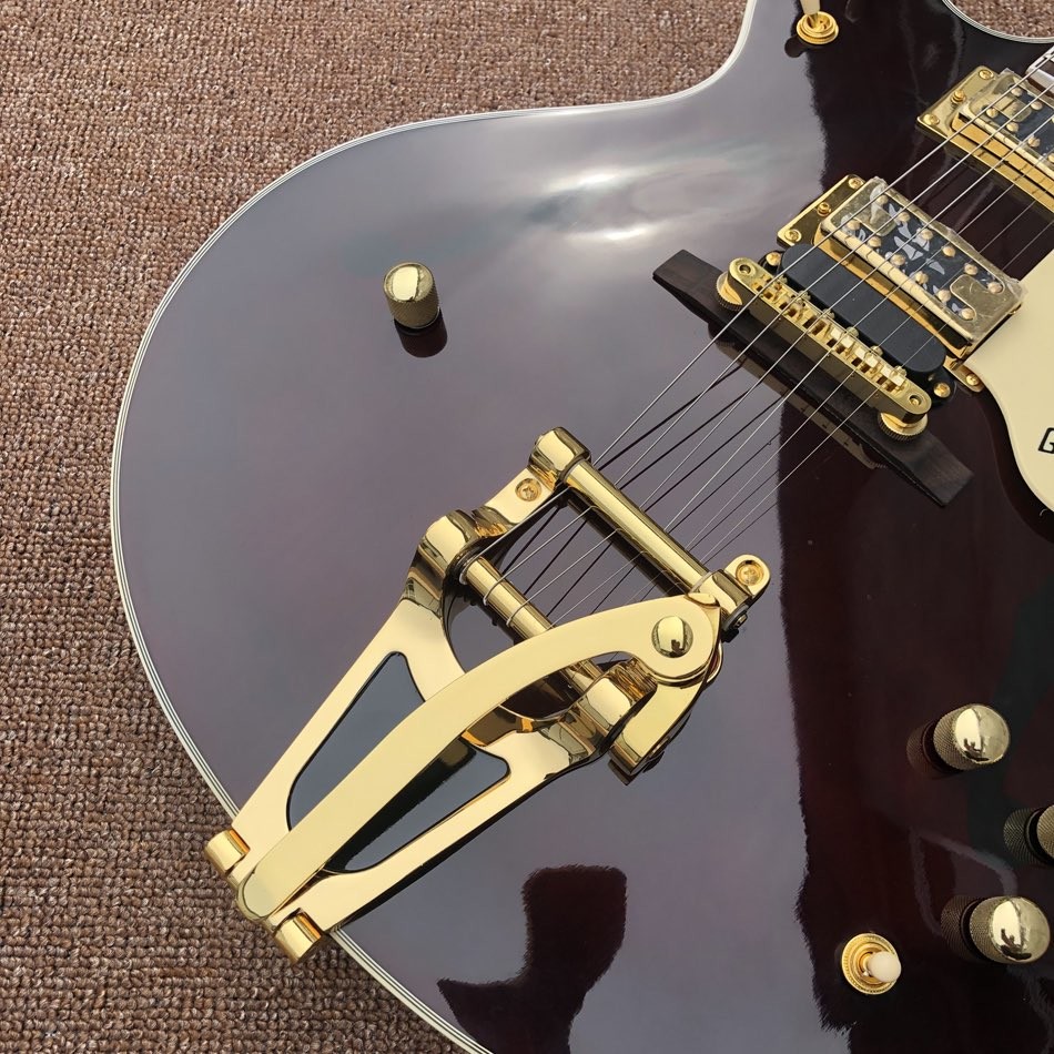 Custom Grand Double Convex Surface Electric Guitar Big Tremolo Rosewood Fingerboard in Wine Red