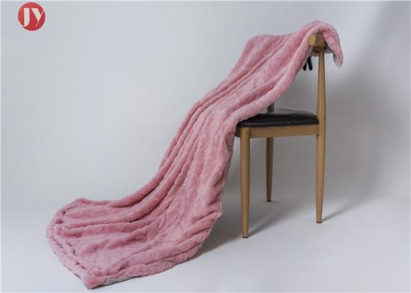 Pink stone embossed Plush fluffy faux Fur sherpa fleece non-shedding Blanket For