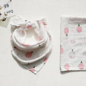 China 6 Layers Gauze Muslin Baby Bibs Fruit Printing Mouth Towel Bandana Baby Bibs factory