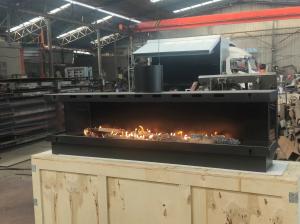 China European Black Matte Carbon Steel Three-sided gas fireplace Propane Gas Natural Gas Fireplaces factory