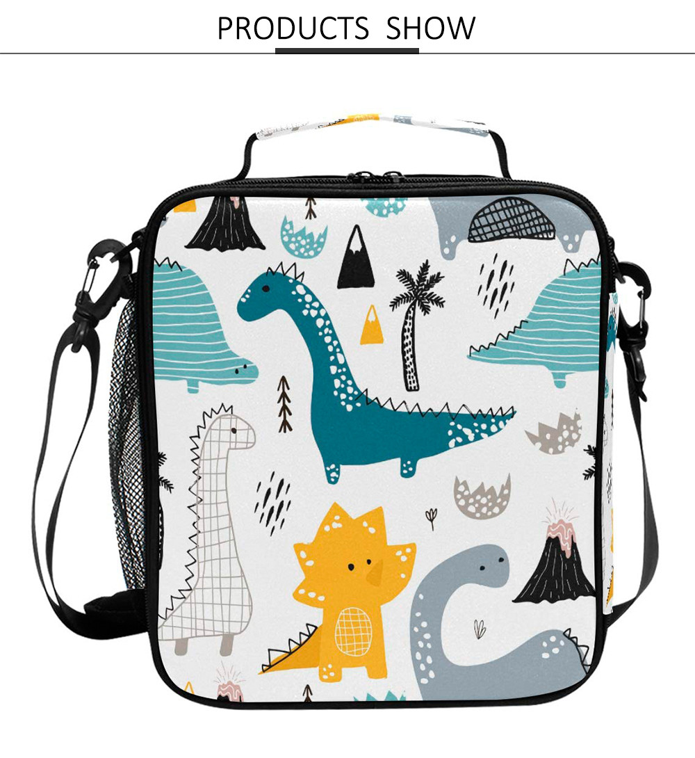 Dinosaur PEVA Lining Insulated Lunch Cooler Bags For Kids