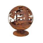 Corten Steel Sphere Outdoor Fire Pit Rustic Red Wood Burning Fire Pit Table