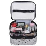 Women PU Leather Travel Cosmetic Bags With Brush Holder