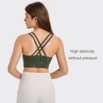 Brushed Nude Floral Printing Yoga Sports Bra Women Resilience Straps Plus Size