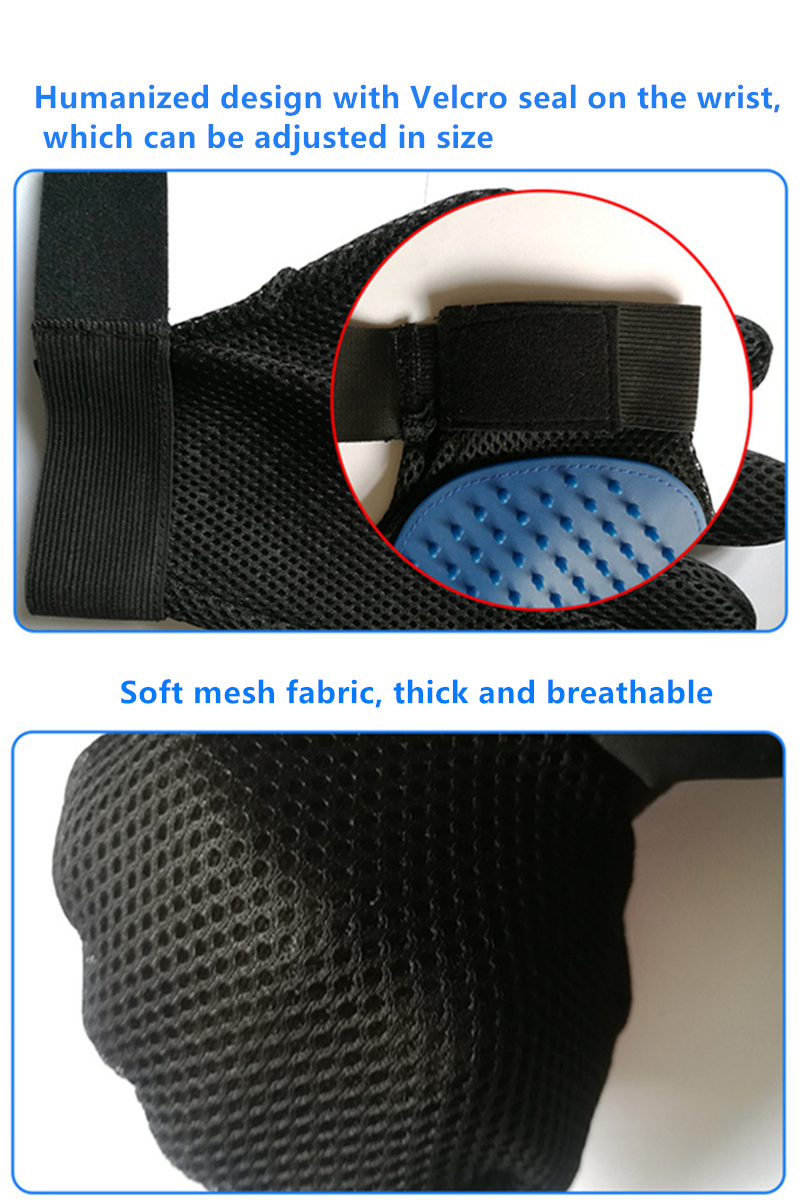 Silicone Pet Hair Remover Glove Blue Cat Brushing Glove For Small Animals