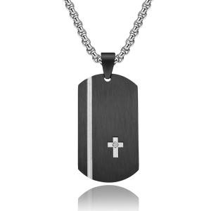 China Square Religious Cross Engraved Necklace for Men Stainless Steel Cross Pendant Men's Cross Necklace Christian Jewelry factory