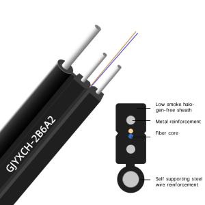 China 2 Core FTTH Drop Cable Self Support G.657A2 3 Steel Wire LSZH GJYXCH factory