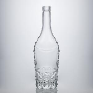China Special Bottom Embossed Glass Liquor Bottle for Rum Gin Vodka Clear or Customized factory
