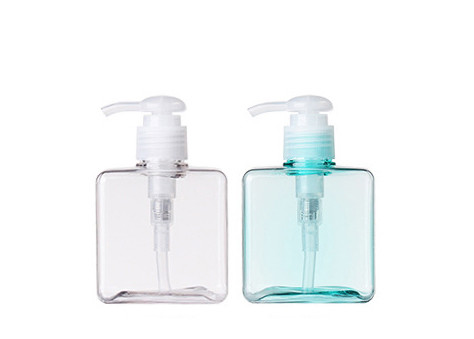 Square Shape Body Cosmetic PETG Bottle 250ml Capacity PP Pump Material