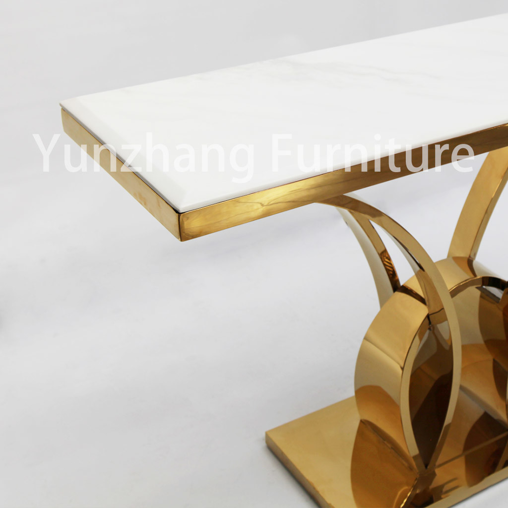 Rectangle Marble Console Table Gold 201 Stainless Steel Base Living Room Set