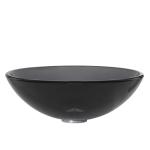 Circular Countertop Wash Basin Handmade Tempered Glass Gray Vessel Bathroom Sink