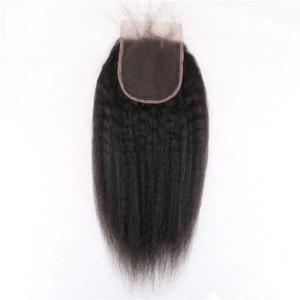 China Black 4 X4 Kinky Straight Closure , Free Part Lace Closure No Tangling factory