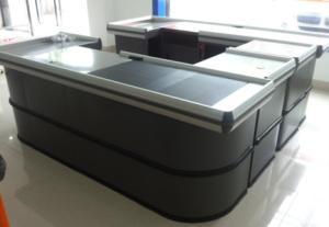 China Metal Checkout Desk , Checkout Cashier Counter With Motor Belt For Fast Food Restaurant factory