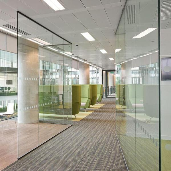 China Modern Modular Soundproof Frameless clear Tempered Office Glass Partition Wall factory