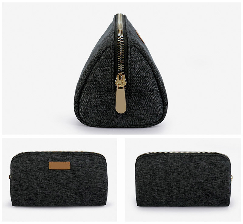 Multifunction Pure Color Custom Logo Zipper Makeup Pouch Triangular Bag