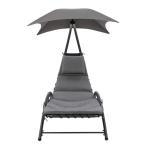 Outdoor Metal Fabric Beach Patio Garden Hammock Swing Chair with Canopy 118*171