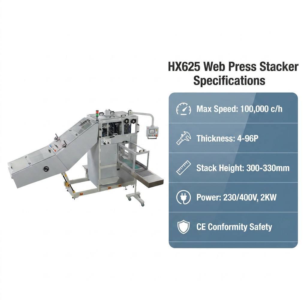 HX625 Web Press Stacker engineered for consistent performance in newspaper and magazine printing