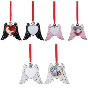 China Sublimation Blank Metal Angel Wings Christmas Ornaments Sublimation Christmas Decorations factory