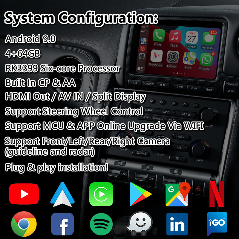 Lsailt Wireless Carplay Android Video Interface for Nissan GTR R35 GT-R JDM 2008-2010