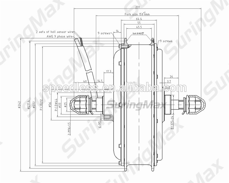 72v 3000w brushless dc hub motor
